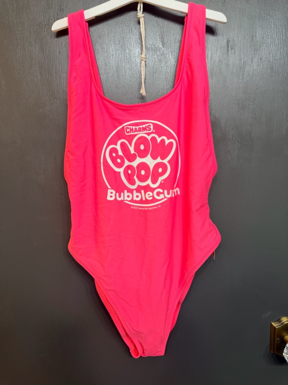 aerie Hot Pink Blow Pop BubbleGum Graphic One-Piece Swimsuit